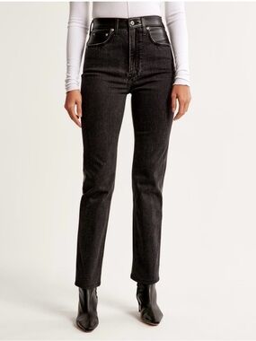 Abercrombie & Fitch High-Rise Super skinny ankle Jeans - Black w/ leather detail